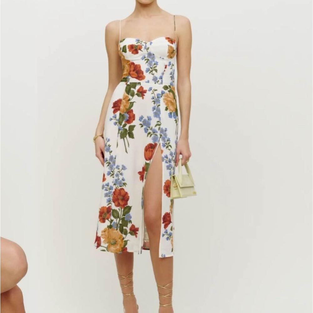 Reformation Floral Midi Dress with Spaghetti Straps